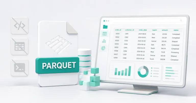 Parquet file records displayed in a table viewer