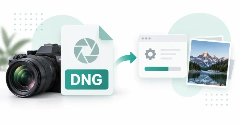 Flat-vector diagram of the open DNG container accepting proprietary RAW formats from Canon (CR2), Nikon (NEF) and Sony (ARW), with a rust-colored 'one open format' label.