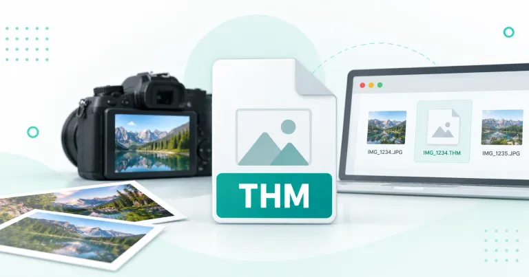Flat-vector diagram of a GoPro clip showing the MP4 video file next to its THM thumbnail and LRV proxy sidecar files, with a rust-colored 'safe to delete' label.